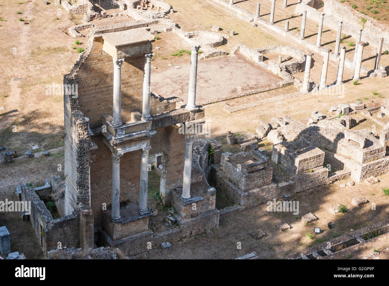 Die römischen Teather bleibt ich Century b.c. Volterra Toskana Italien. Stockfoto