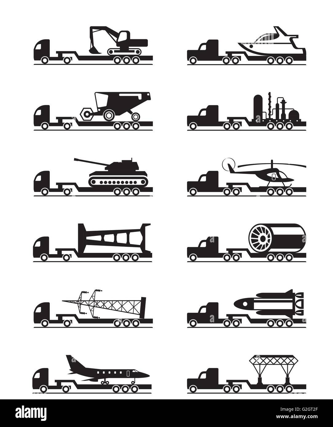 LKW mit übergroßen Lasten - Vektor-illustration Stock Vektor