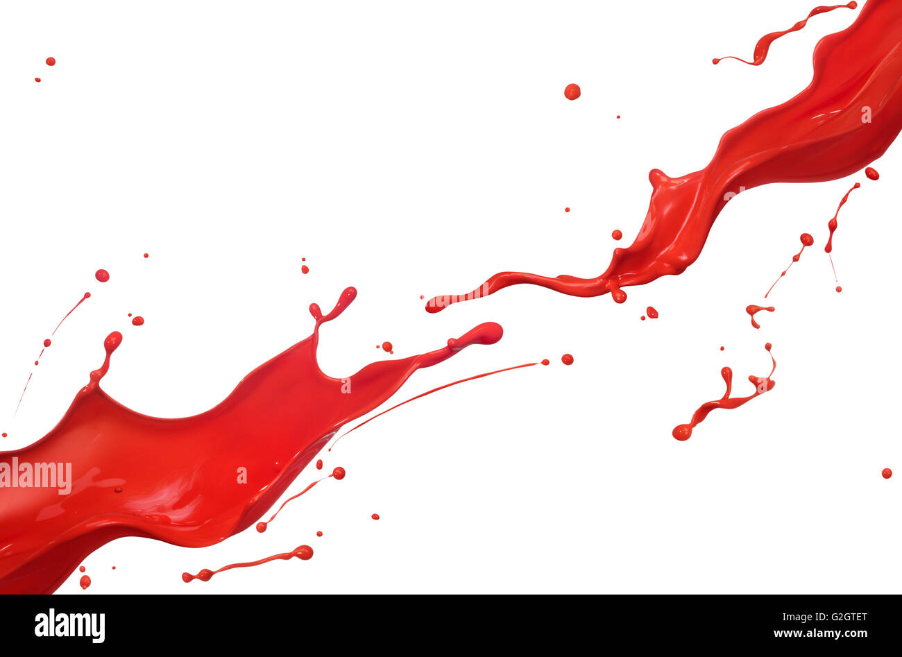 rote Farbe Splash isoliert auf weißem Hintergrund Stockfoto