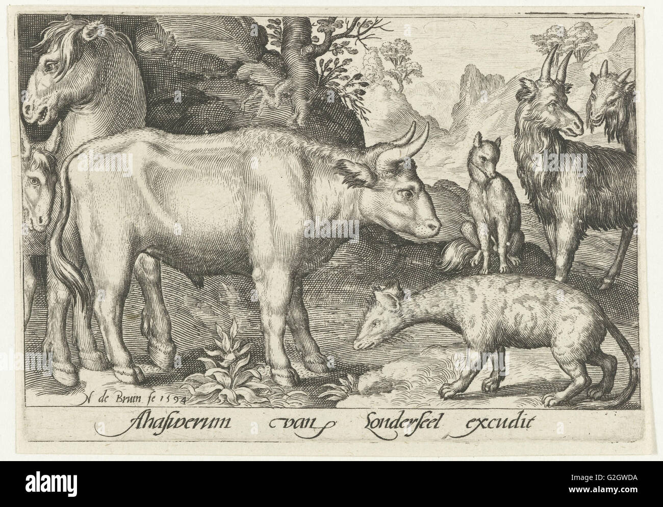 Taurus, Vieh und andere Hyänen, Nicolaes de Bruyn, 1594 Stockfoto