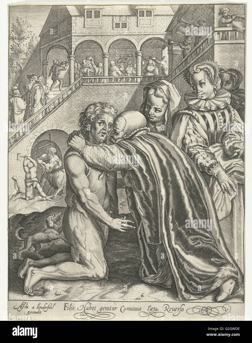 Heimkehr des verlorenen Sohnes, Nicolaes de Bruyn, 1581-1656 Stockfoto