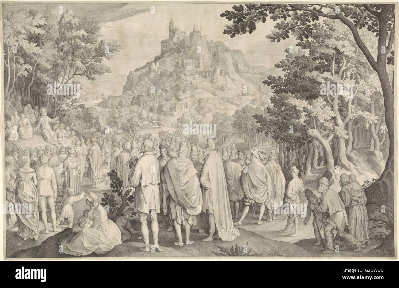 Predigt, Nicolaes de Bruyn, 1619 Stockfoto