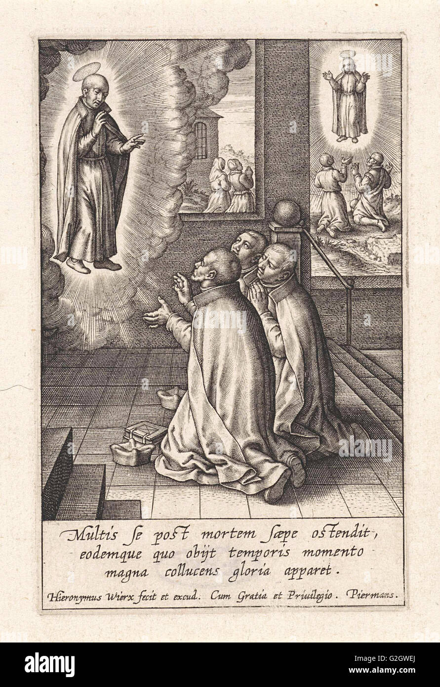 Darstellung von Ignatius Loyola drei Jesuiten, Hieronymus Wierix, 1611-1615 Stockfoto