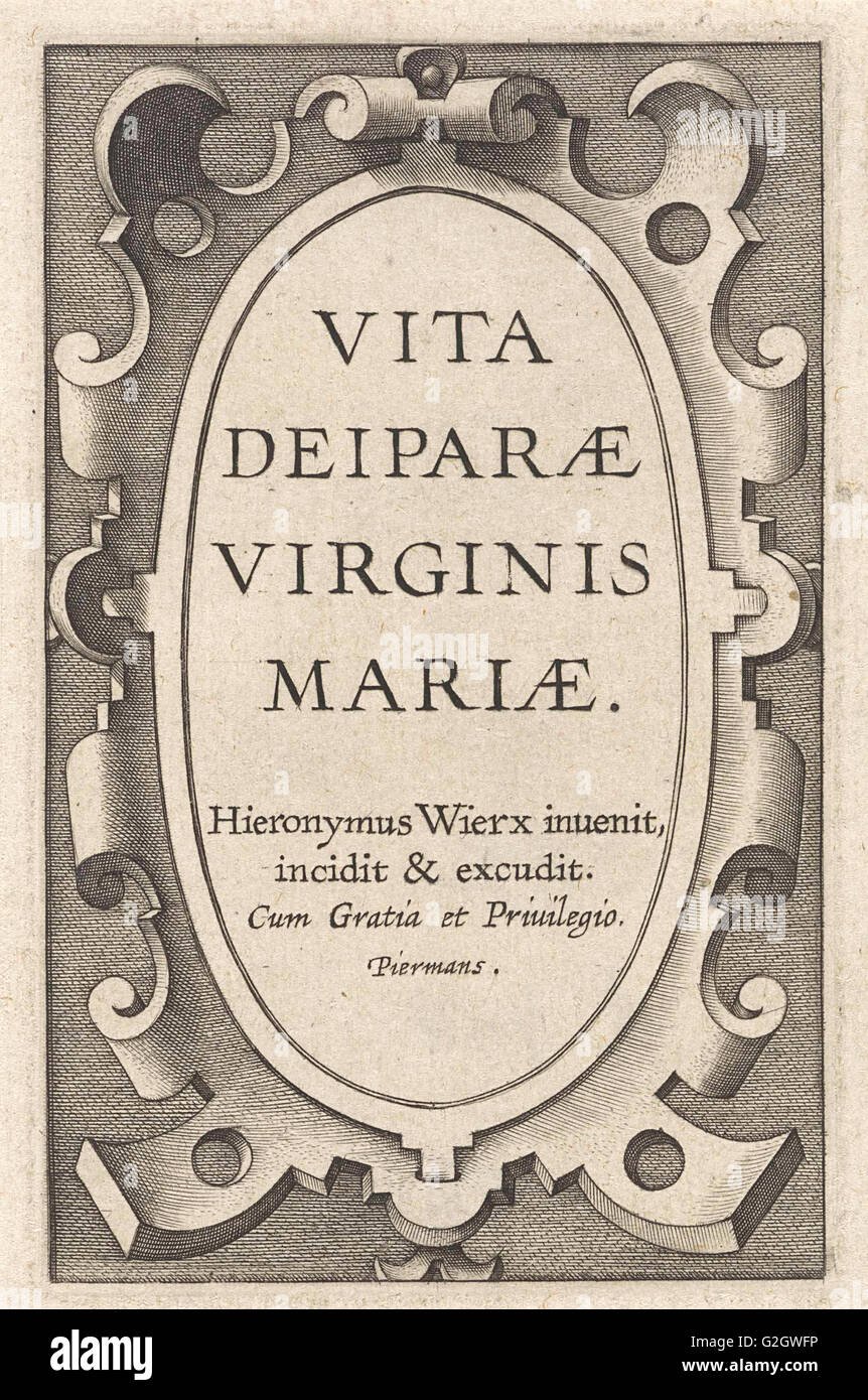 Kartusche mit Titel, Hieronymus Wierix, 1563 - vor 1619 Stockfoto