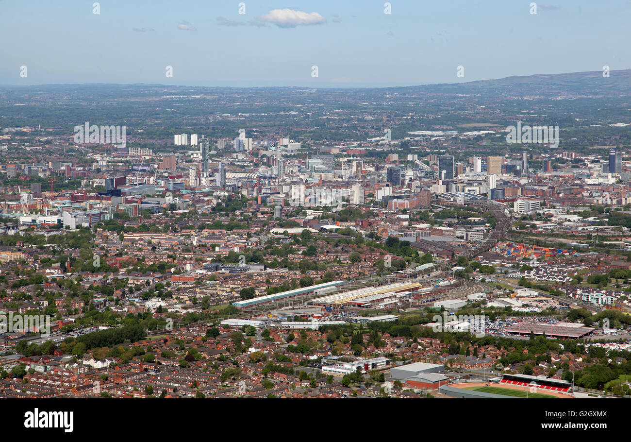 Blick auf die Skyline von Manchester, UK Stockfoto