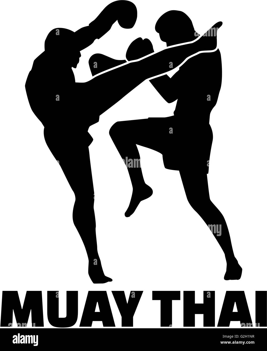 Muay Thai Kämpfer mit word Stockfoto