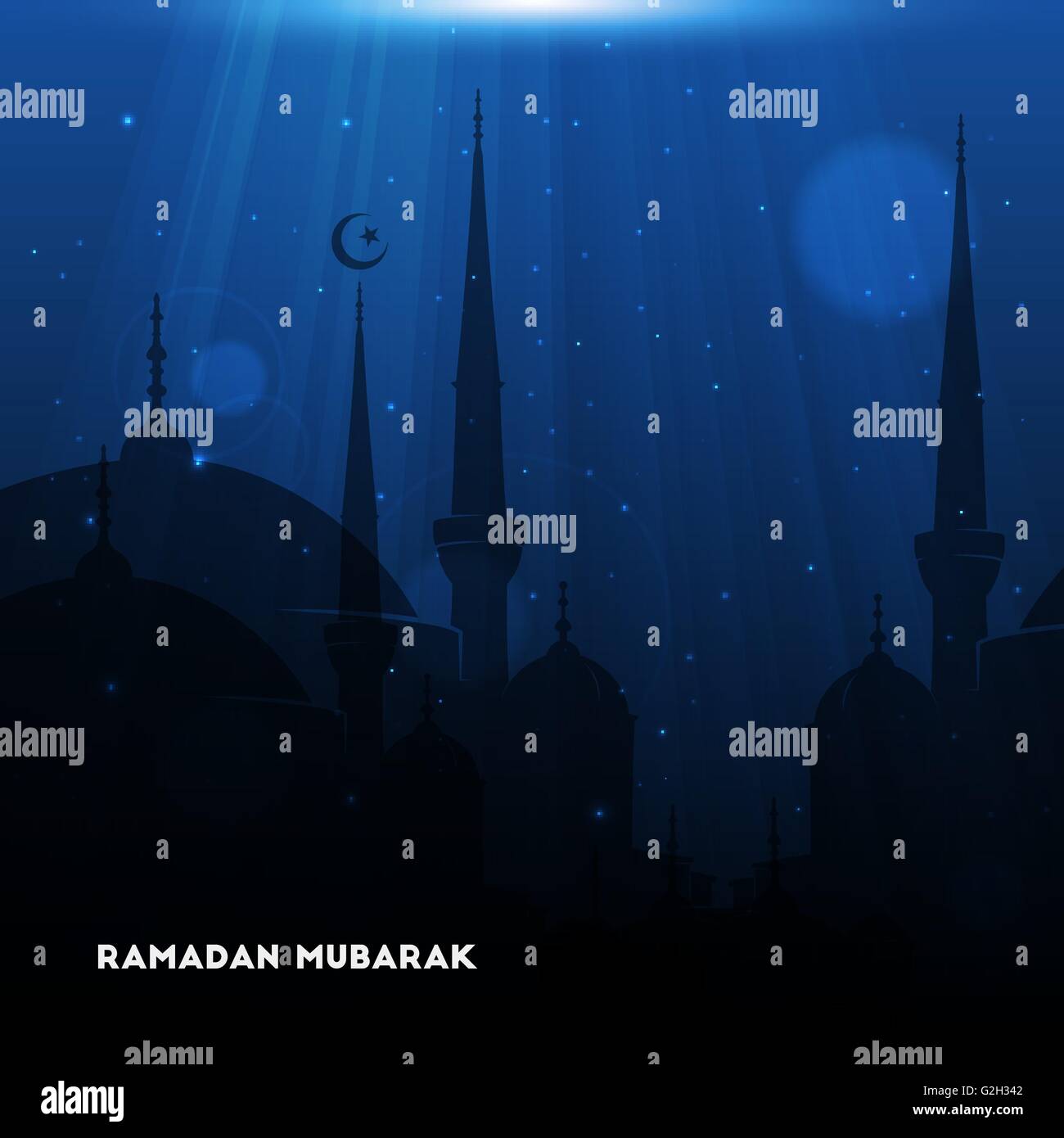 Vektor-Illustration der Moschee. Ramadan Mubarak. Eid Mubarak Grußkarte Design für Fastenmonats Ramadan Kareem Stock Vektor