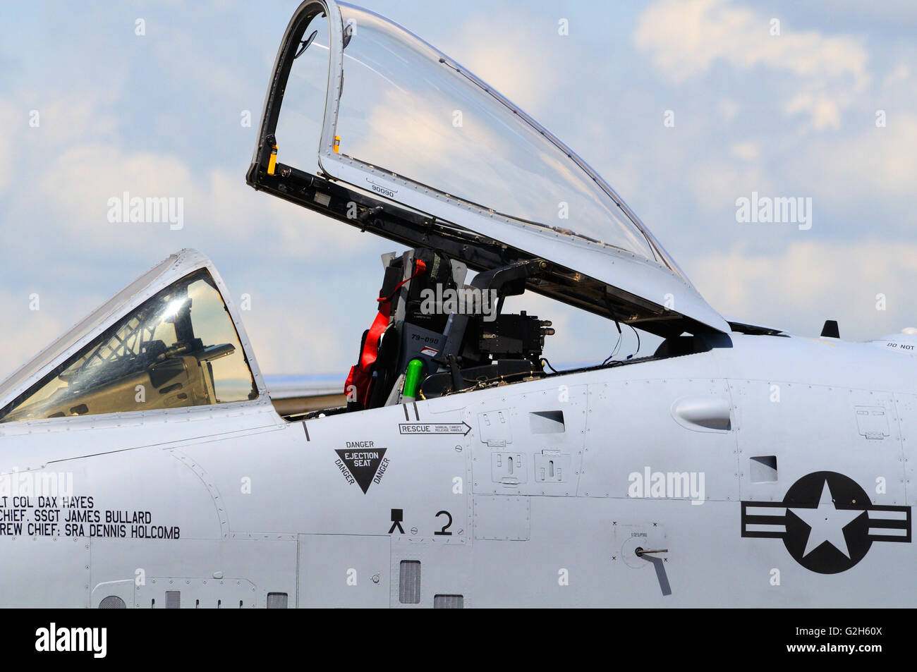 Ein Schleudersitz in einer a-10 Warthog Kampfjet aus der USA Air Force Stockfoto