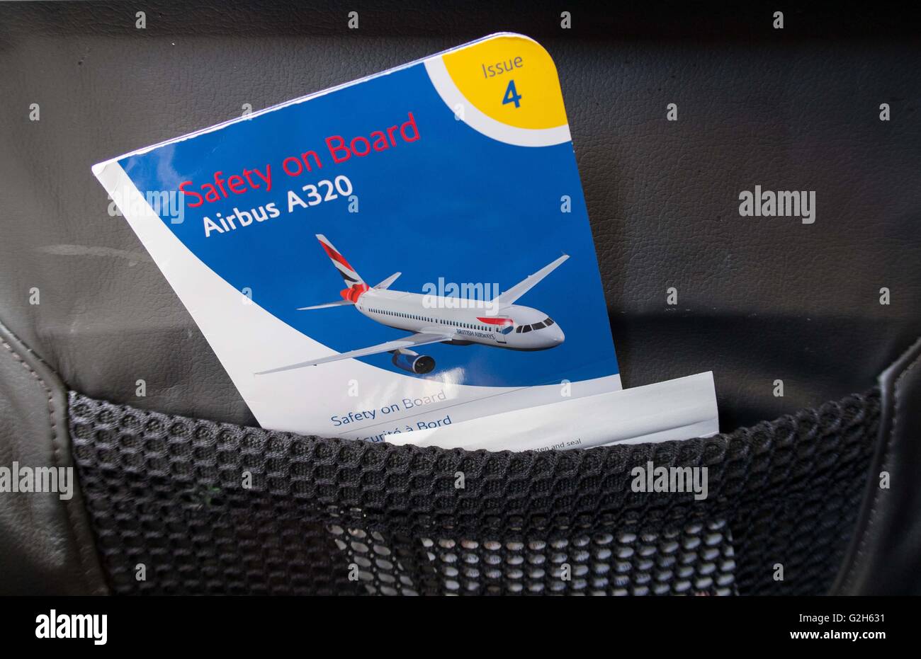 Eine British Airways-Sicherheit an Bord Karte für einen Airbus A320 ...