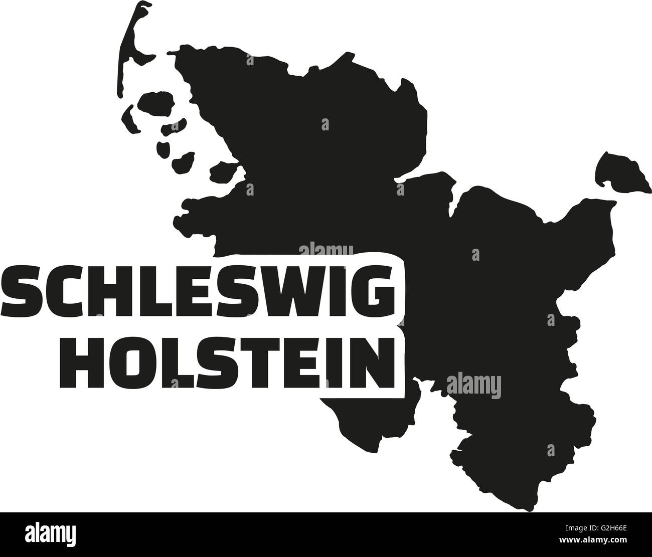 Schleswig-Holstein-Karte mit Titel Stockfoto