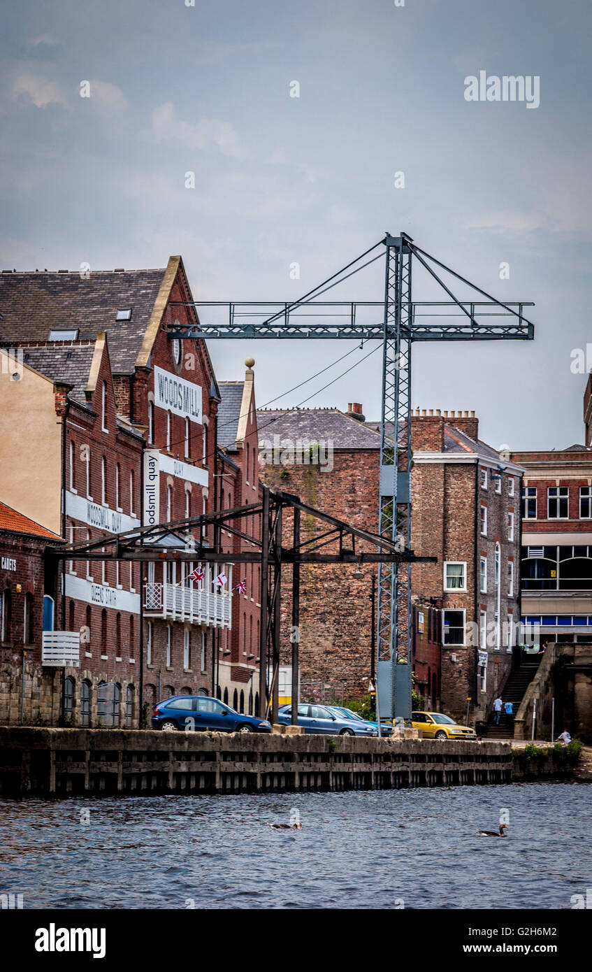 Woodsmill Gebäude, Fluss Ouse, York, UK. Stockfoto