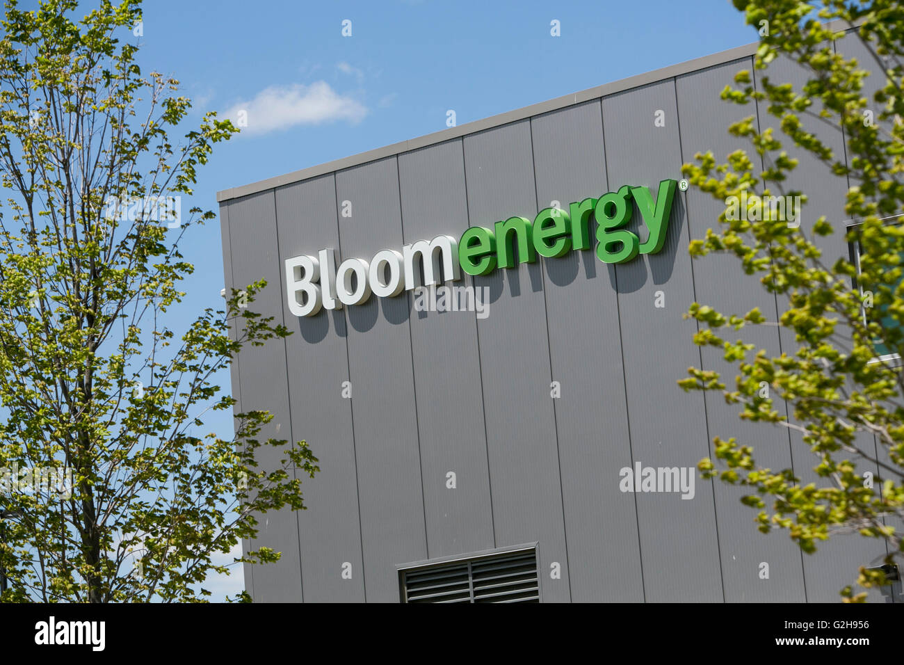 Ein Logo Zeichen außerhalb einer Einrichtung von Bloom Energy in Newark, Delaware am 8. Mai 2016 besetzt. Stockfoto