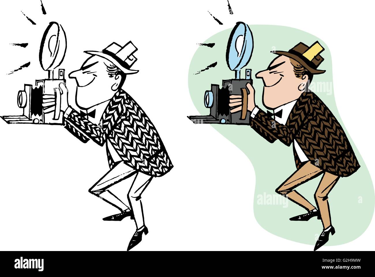 Fotograf mit Vintage-Kamera Stock Vektor