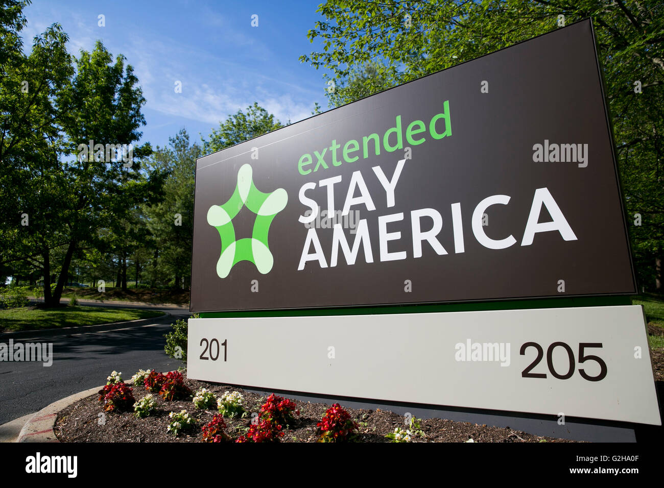 Ein Logo Zeichen außerhalb einer Extended Stay America Hotel in Gaithersburg, Maryland am 29. Mai 2016. Stockfoto