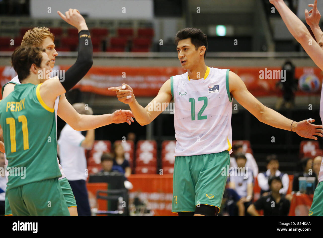 Tokyo Metropolitan Gymnasium, Tokio, Japan. 31. Mai 2016. Mote Nehemia (AUS), 31. Mai 2016 - Volleyball: Herren Volleyball World Finalqualifikation für die Olympischen Spiele in Rio De Janeiro 2016-match zwischen Australien 2-3 Kanada am Tokyo Metropolitan Gymnasium, Tokio, Japan. © Shingo Ito/AFLO SPORT/Alamy Live-Nachrichten Stockfoto