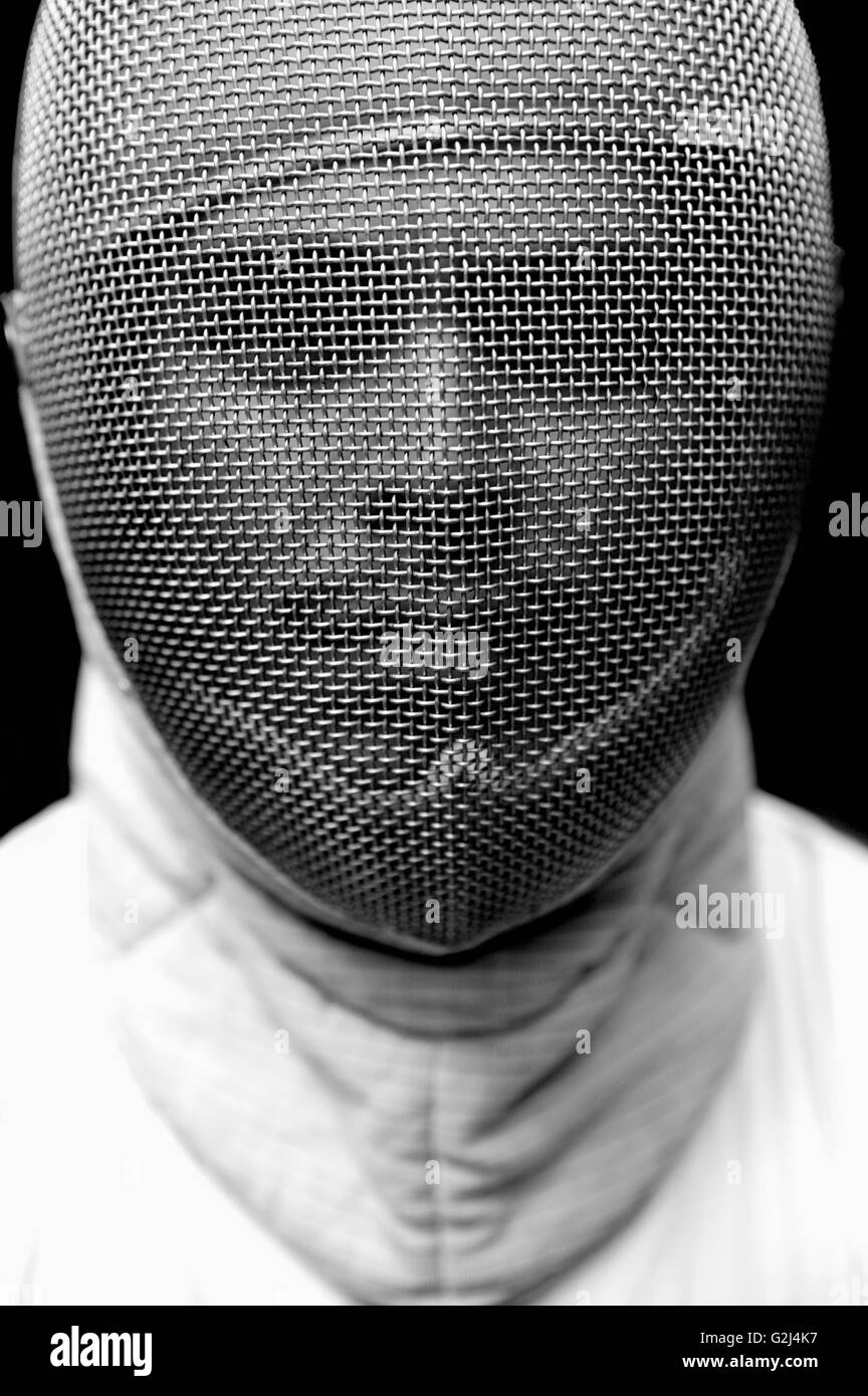 Mann mit Maske, Portrait Fechten Stockfoto