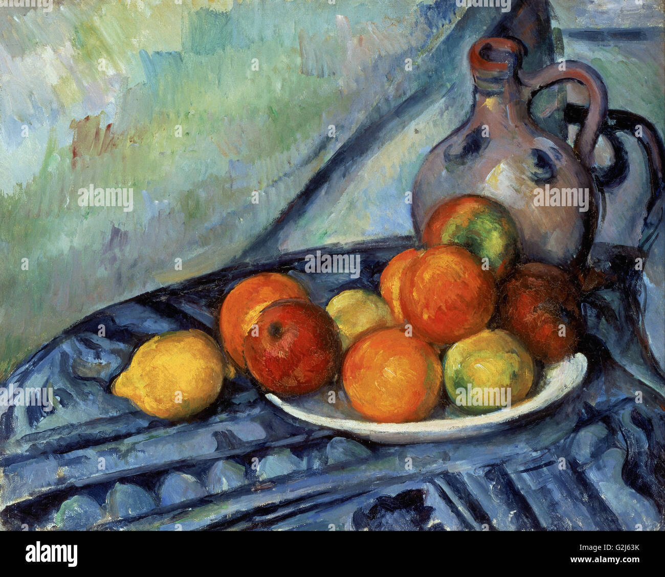 Paul Cézanne - Obst und eine Flasche auf einem Tisch - Museum of Fine Arts, Boston Stockfoto