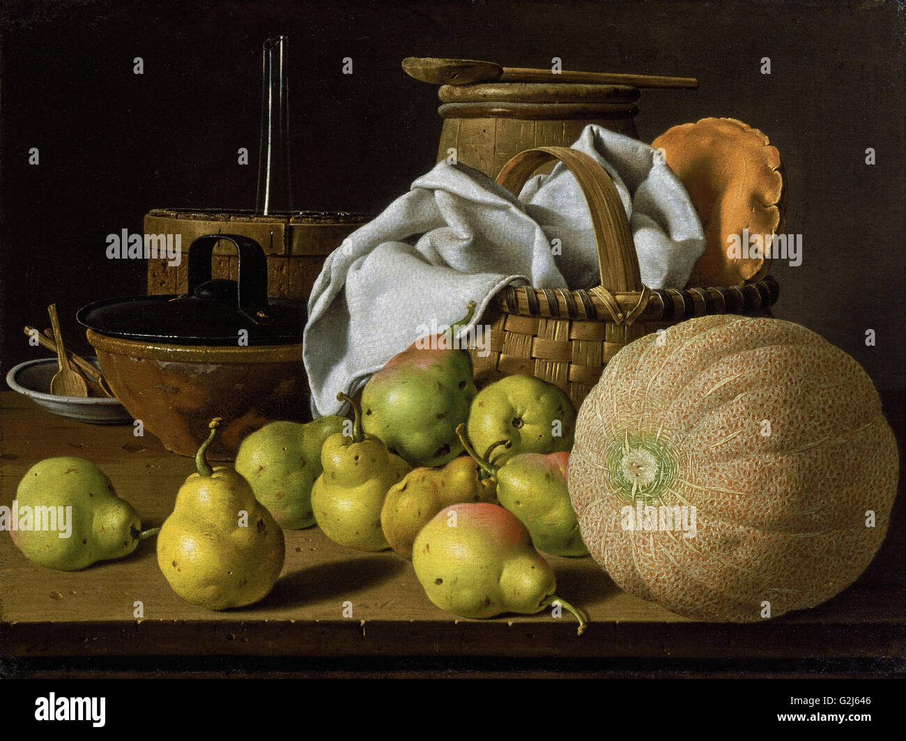 Luis Melendez - Stillleben mit Melone und Birnen - Museum of Fine Arts, Boston Stockfoto