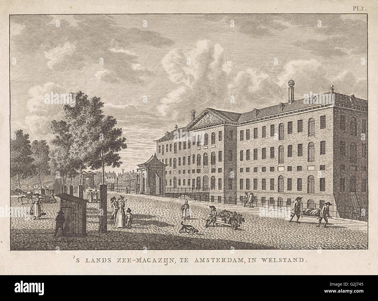 s Lands Zeemagazijn in Amsterdam, vor dem 1791 Brand, den Niederlanden, anonym, Jan Bulthuis, 1791 Stockfoto