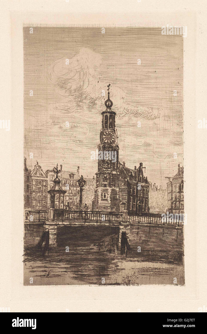 Munt Tower in Amsterdam, die Niederlande, Frans Schikkinger, 1848-1902 Stockfoto