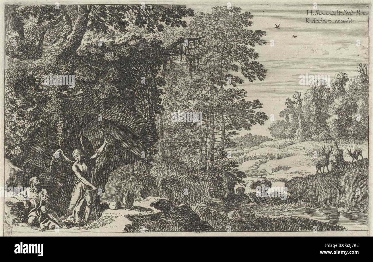 Elias und der Engel, Herman van Swanevelt, Charles Audran, 1629-1641 Stockfoto