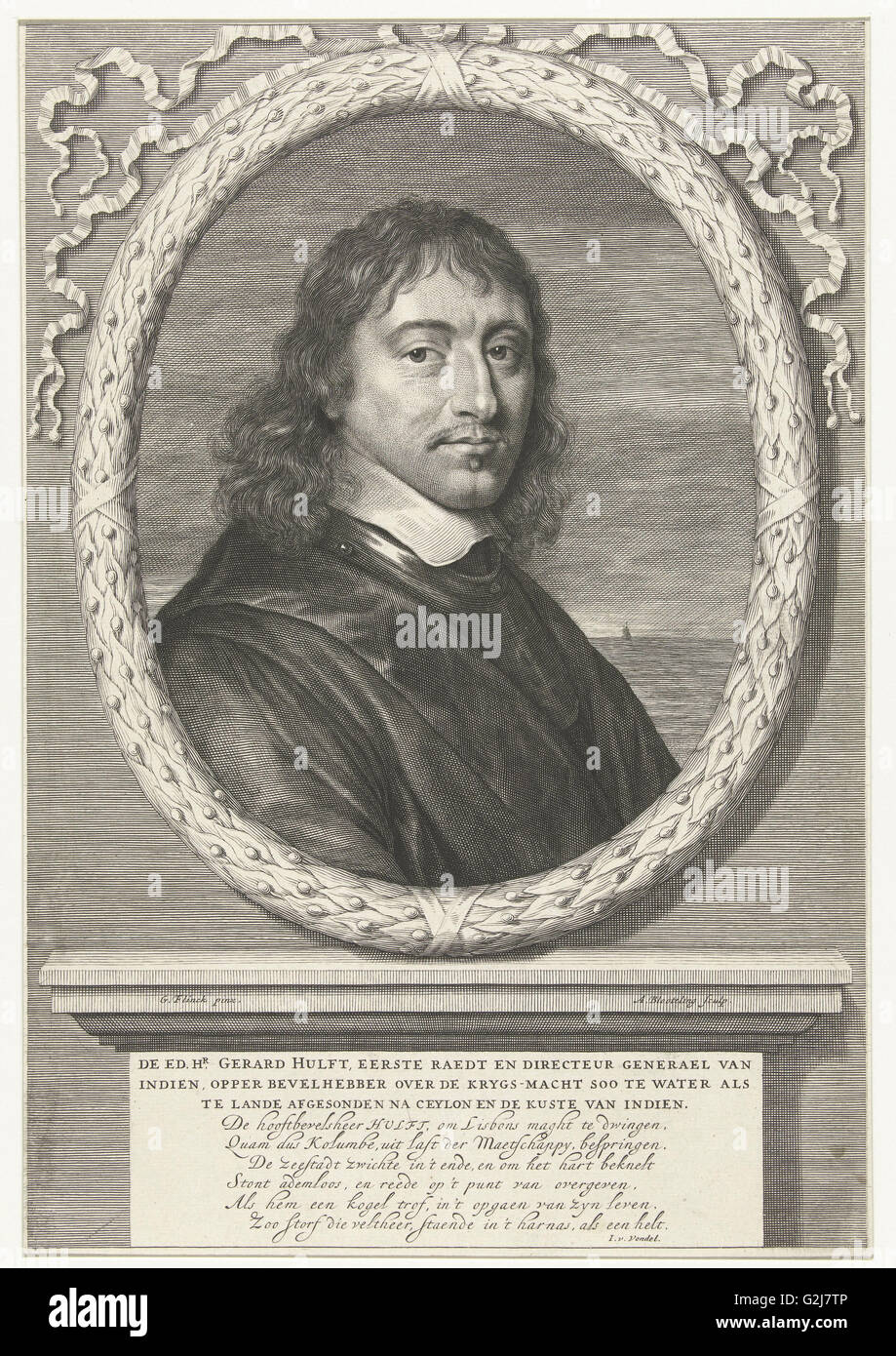 Porträt von Gerard Hulft, Abraham Bloteling, Joost van Den Vondel, 1656-1690 Stockfoto