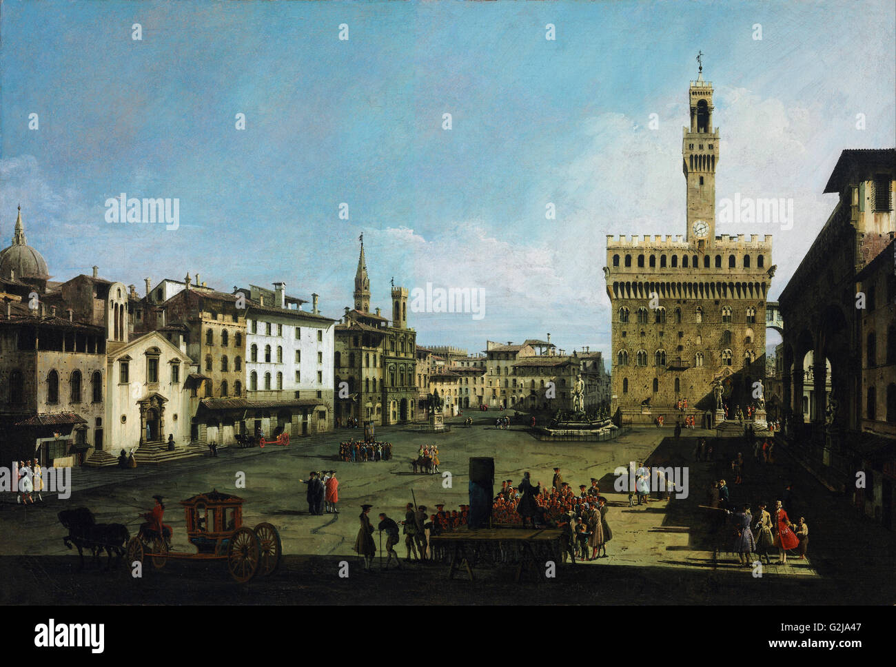 Bernardo Bellotto - The Piazza della Signoria in Florenz - Museum of Fine Arts, Budapest Stockfoto