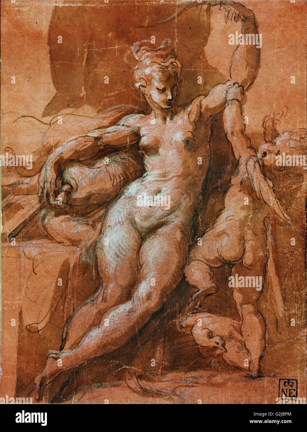 Parmigianino - Venus, die Entwaffnung der Amur - Museum of Fine Arts, Budapest Stockfoto