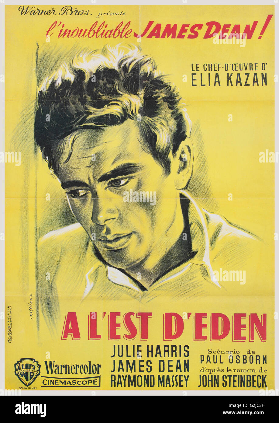 Alte Franzosische Filmplakat Fur A L Est D Eden Jenseits Von Eden Stockfotografie Alamy