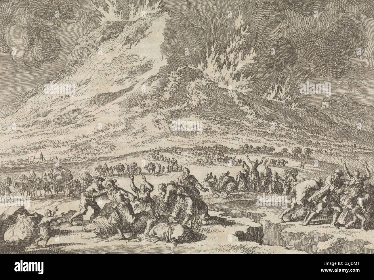 Ausbruch des Ätna, 1669, Jan Luyken, Pieter van der Aa (I), 1698 Stockfoto