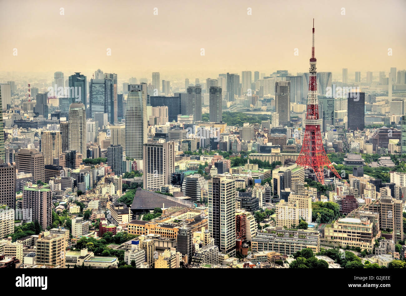 Luftaufnahme des Tokyo Tower Stockfoto