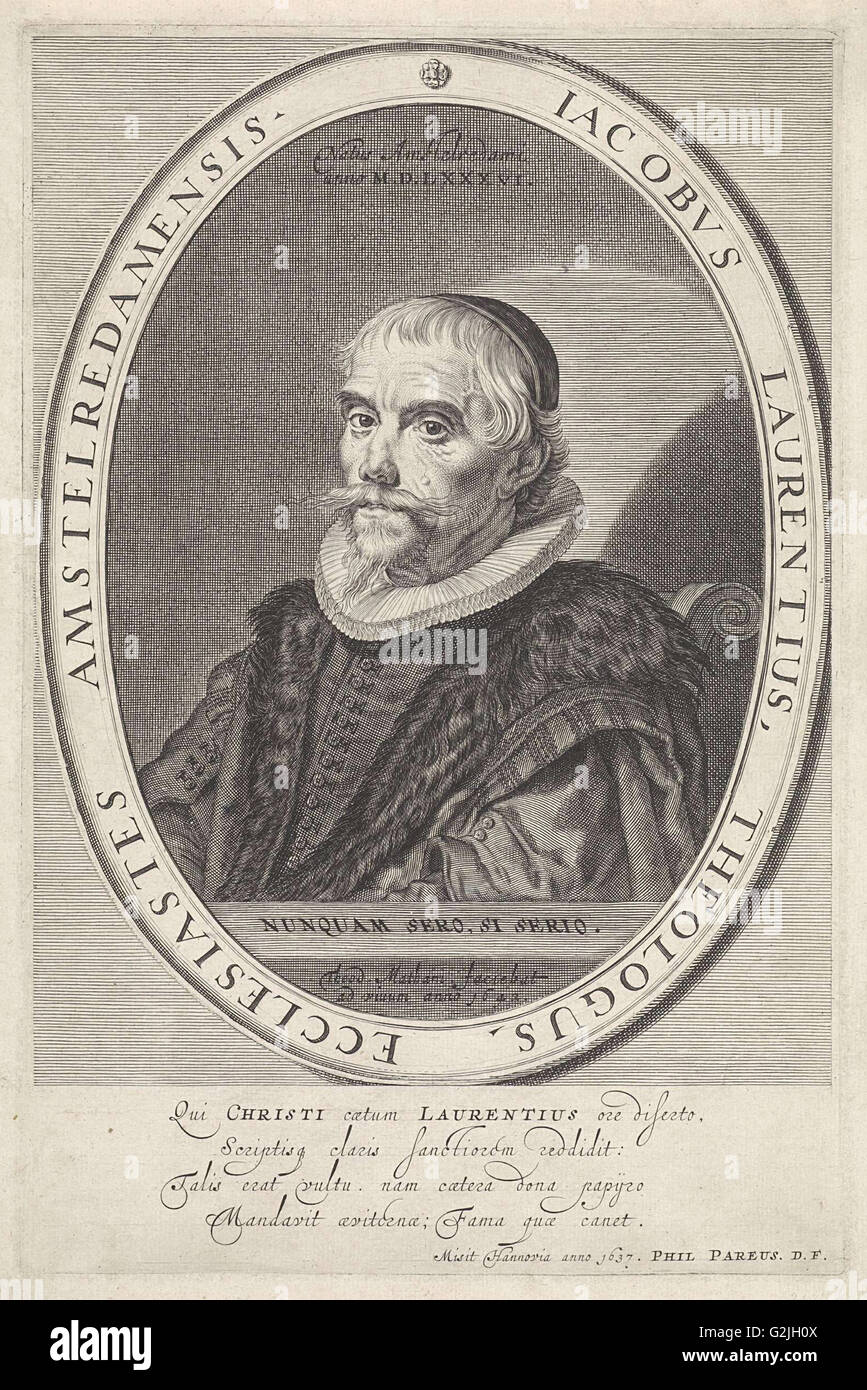 Porträt von James Lawrence, Theodor Matham, Johannes Philippus Pareus, 1642 Stockfoto