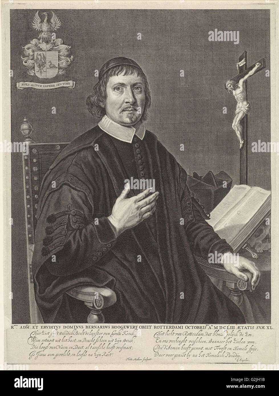 Porträt von Bernard Hoogewerf, Theodor Matham, C. Engelen, 1653-1676 Stockfoto