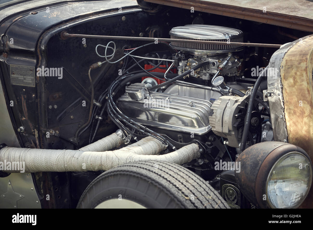 Hotrod Automotor Stockfoto