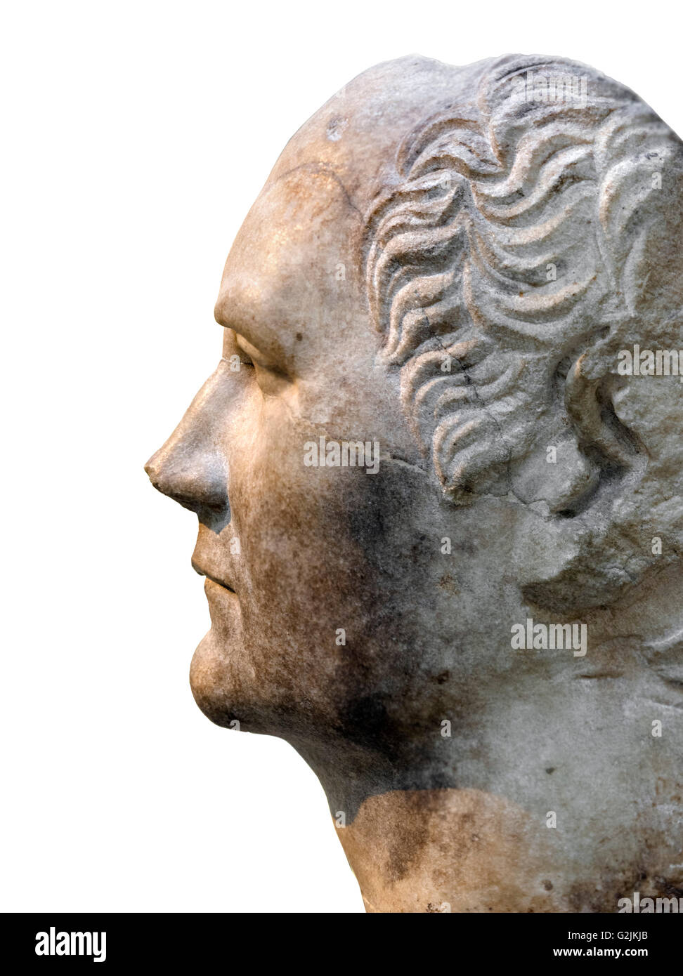 Julius Caesar. Marmor Kopf von einer Statue, die in das Heiligtum der Athena Polias gefunden, wahrscheinlich von Julius Caesar. Stockfoto