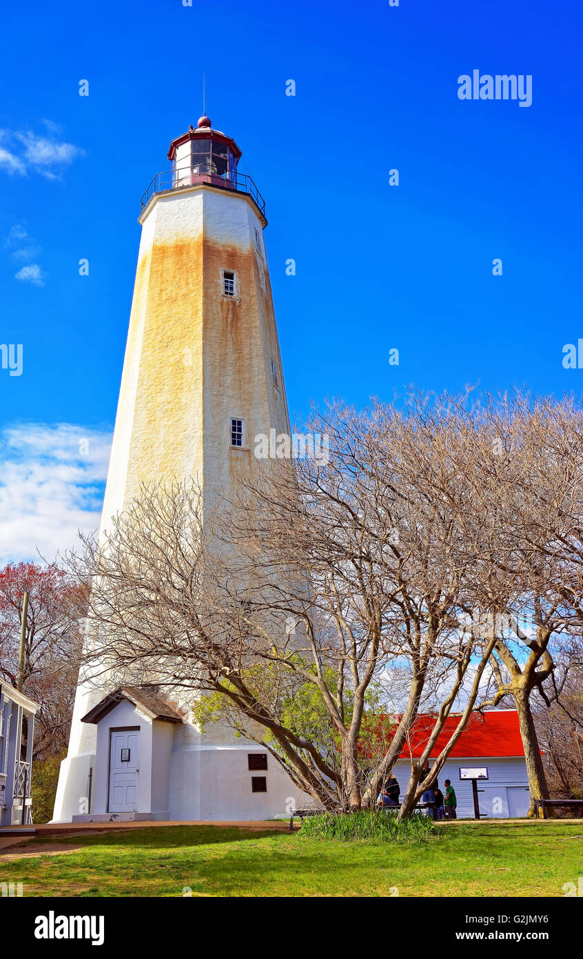 Sandy Hook Light House Tower. Es ist der älteste Leuchtturm noch funktioniert jetzt. Sandy Hook befindet sich im Hochland in Monmouth Stockfoto