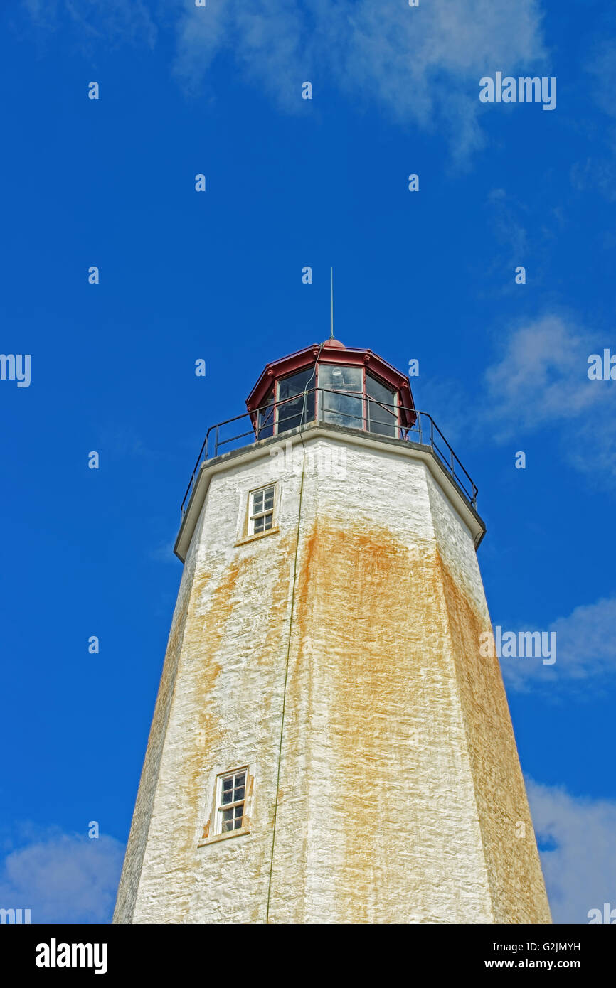 Sandy Hook Licht. Es ist der älteste Leuchtturm noch funktioniert jetzt. Sandy Hook befindet sich im Hochland in Monmouth County NJ Stockfoto