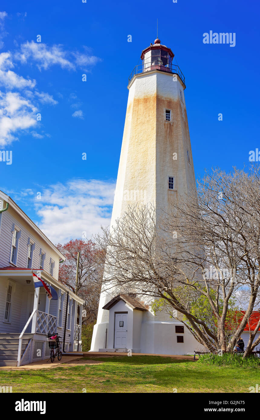 Sandy Hook Light House Tower. Es ist der älteste Leuchtturm noch funktioniert jetzt. Sandy Hook befindet sich im Hochland in Monmouth Stockfoto