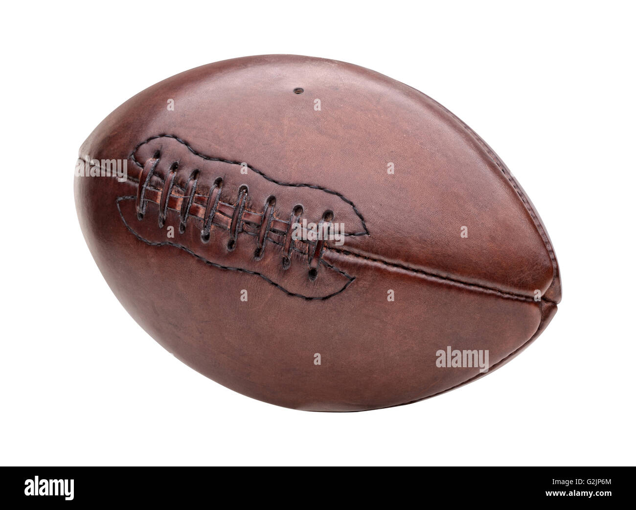 Vintage american-Football-Kugel isoliert auf weiss Stockfoto