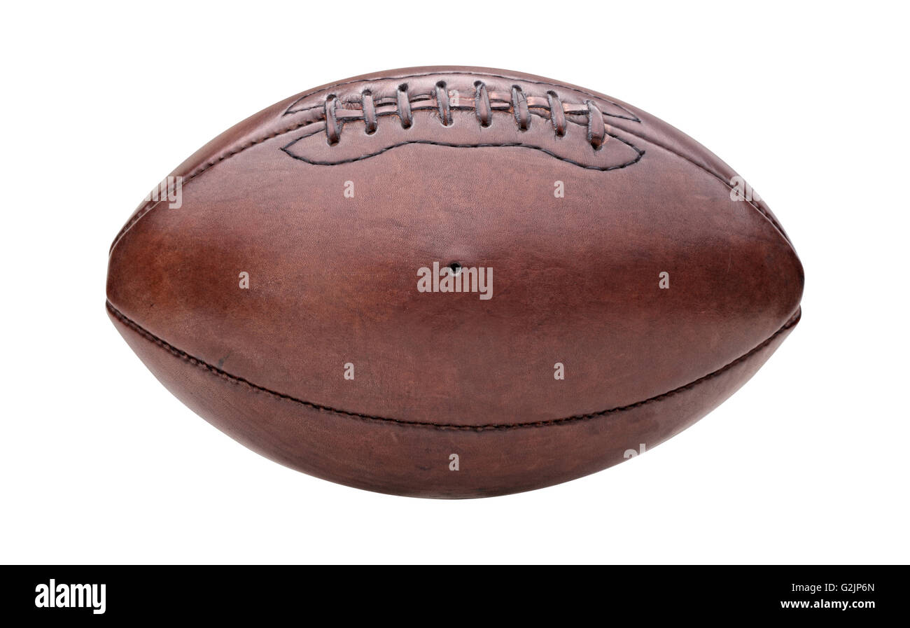 Vintage american-Football-Kugel isoliert auf weiss Stockfoto