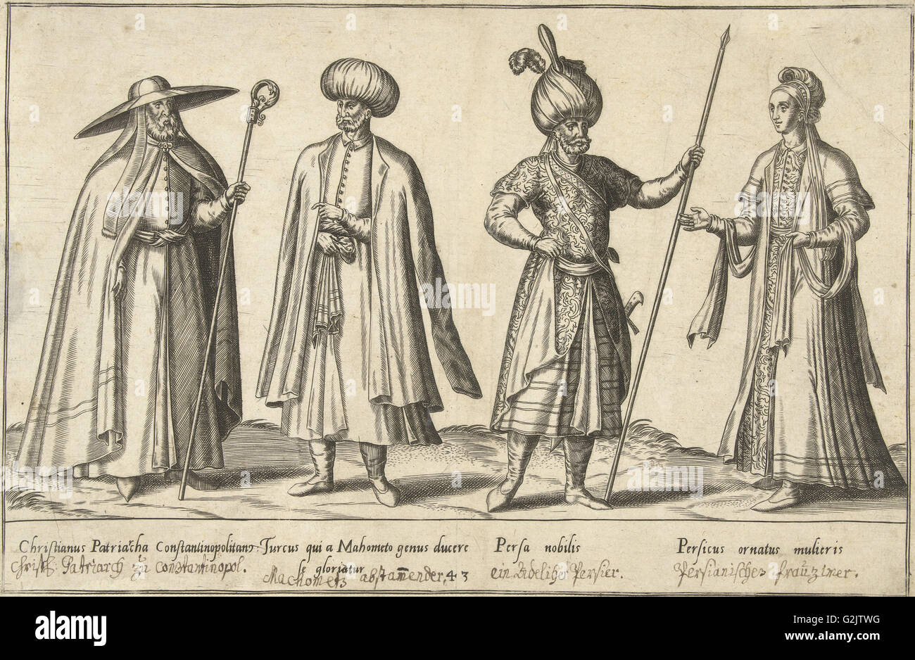 Kleid der Osmanen und Perser um 1580, print Maker: Abraham de Bruyn, Joos de Bosscher, 1581 Stockfoto