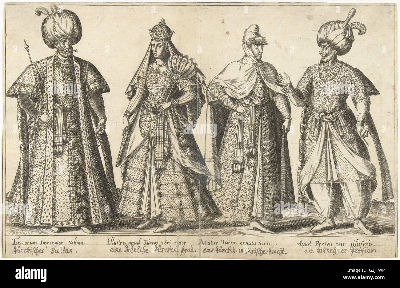 Kleid des osmanischen Hofes um 1580, Abraham de Bruyn, Joos de Bosscher, 1581 Stockfoto