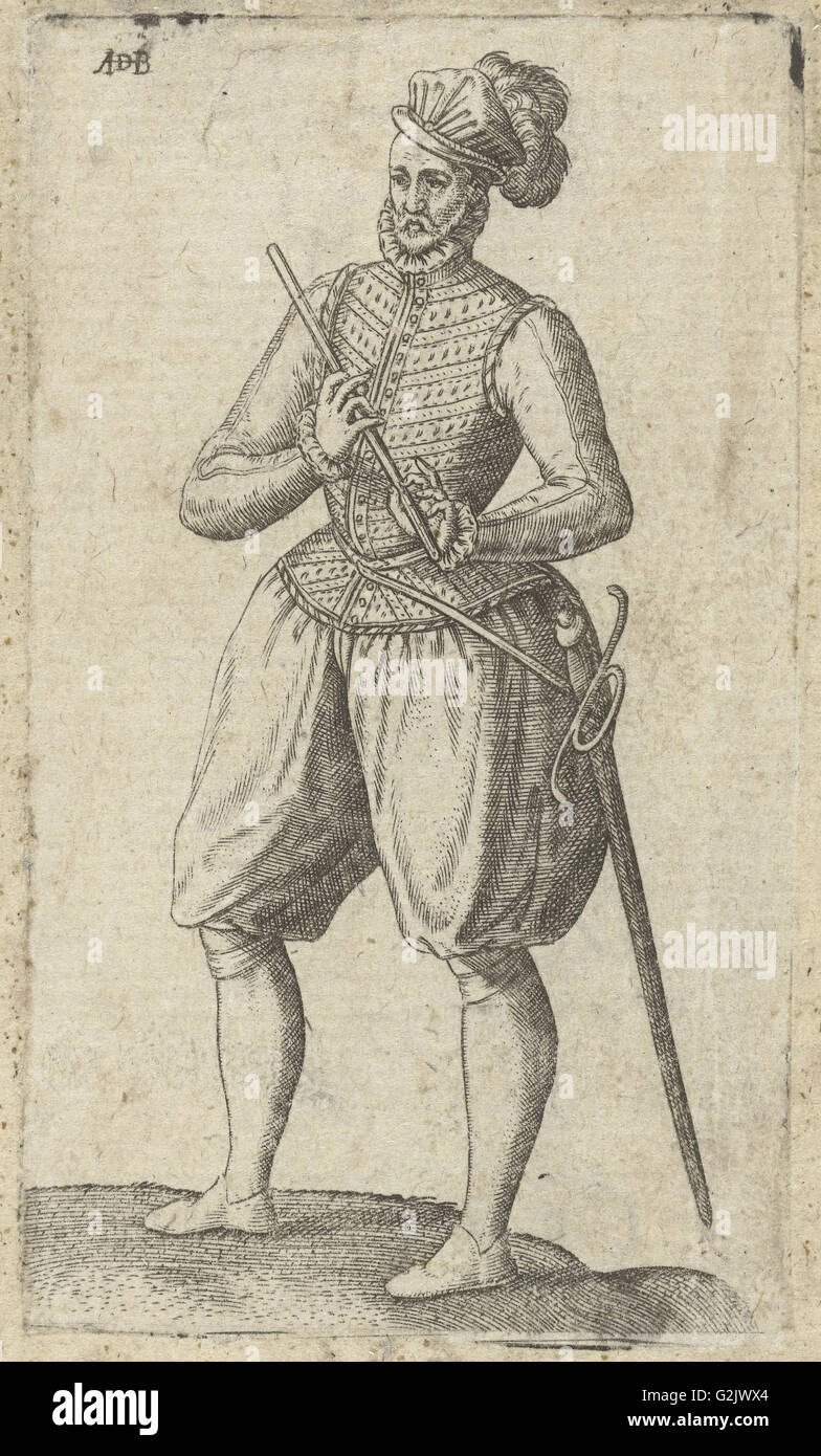 Ein Soldat Flötist, Abraham de Bruyn, 1550-1587 Stockfoto