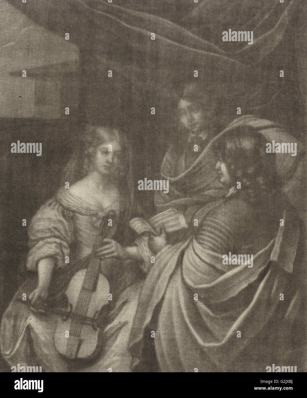 Mädchen mit einem Violoncello, Wallerant Vaillant, Gerard Pietersz. Van Zijl, Frederik de Wit, 1658-1706 Stockfoto