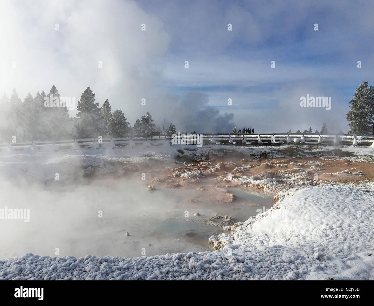 Midway Geysir Basin mit den Parks größten heißen Quellen im Yellowstone National Park. Stockfoto