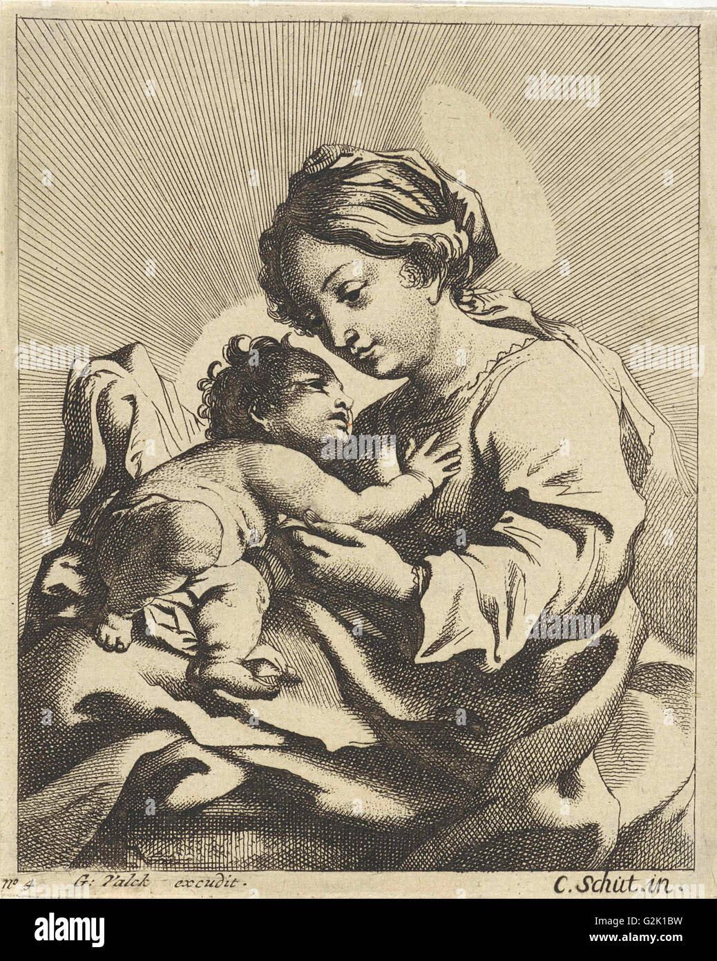 Maria mit dem Jesuskind, anonym, Gerard Valck, 1670-1726 Stockfoto