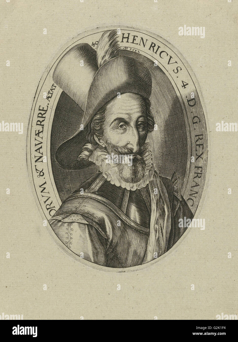 Porträt von Heinrich IV. von Frankreich, anonym, Hendrick Goltzius, 1592 Stockfoto