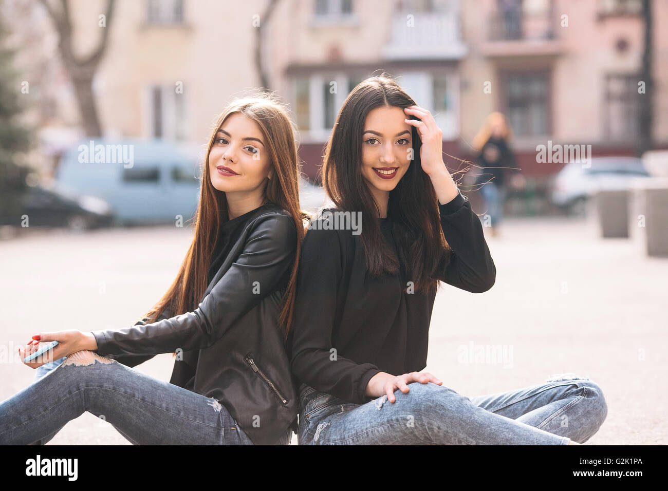 Zwei junge Erwachsene Mädchen Stockfoto
