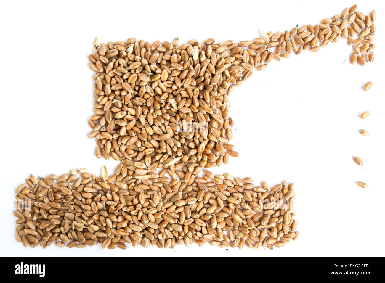 Сombine aus den Samen des Weizens isoliert auf weiss gemacht. Stockfoto