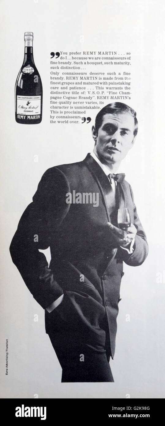 1960er Jahre Magazin Werbung Werbung Remy Martin Schnaps. Stockfoto